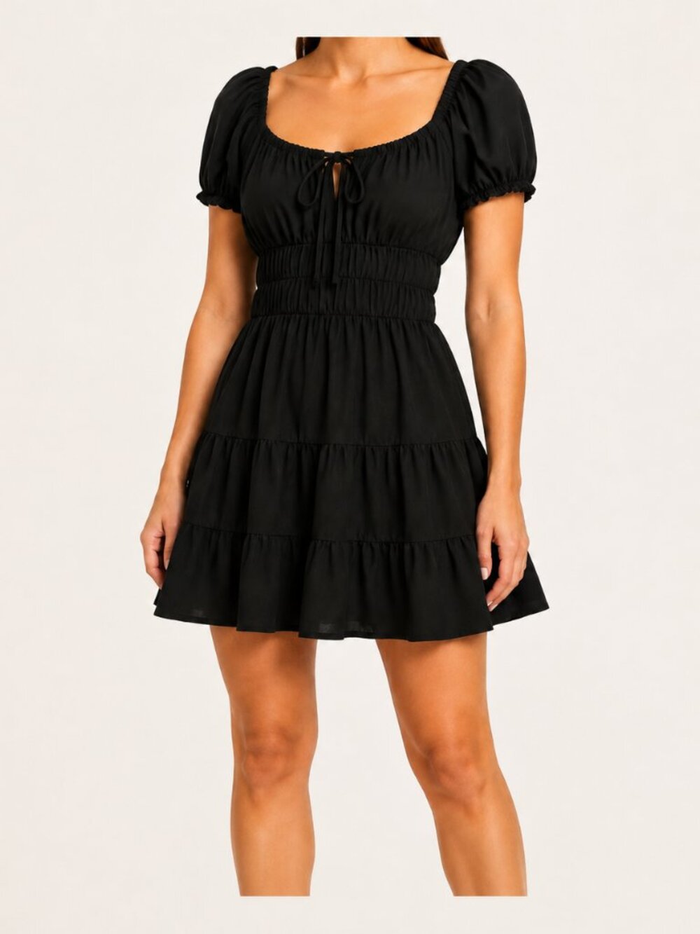 Babydoll Puff Sleeve Mini Dress L NWOT